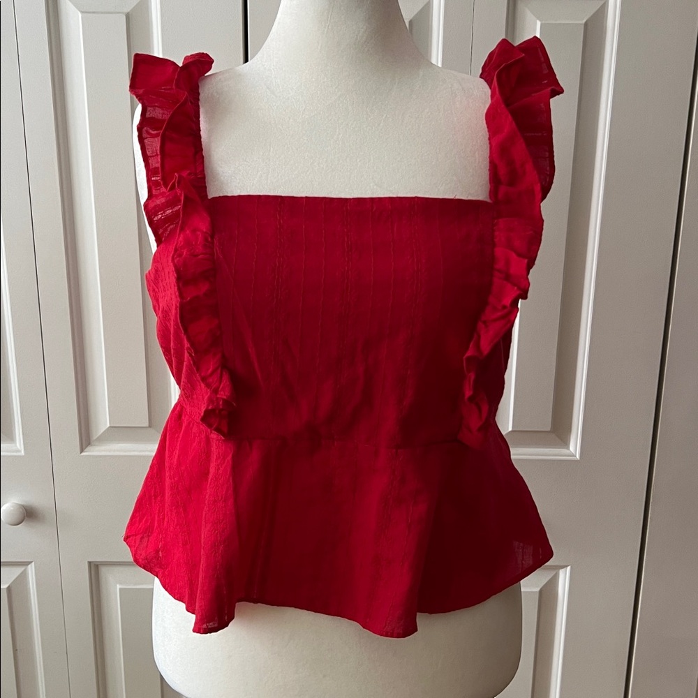 LC Lauren Conrad Red Ruffle Strap Camisole